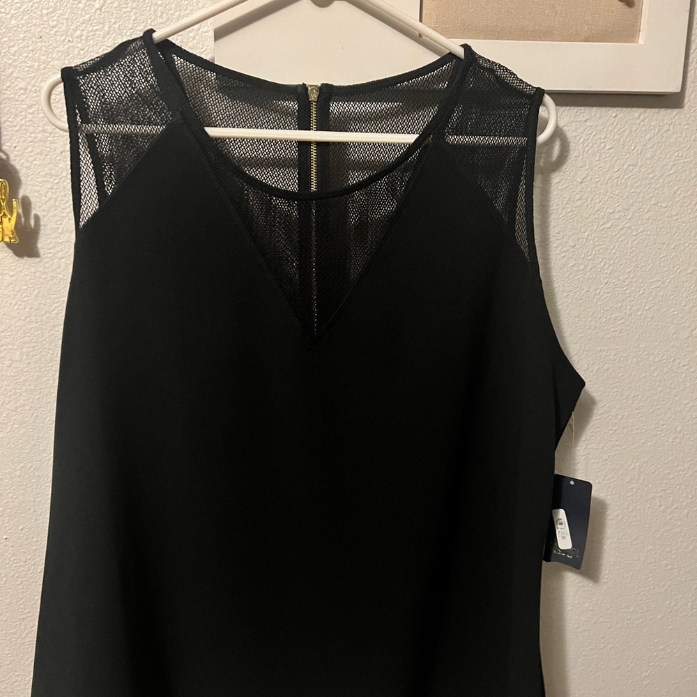 Black Sleeveless Top with Mesh Detail